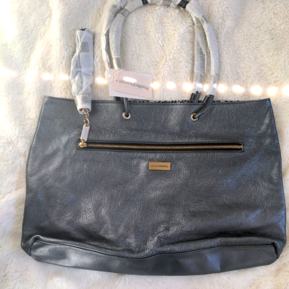 Alexis Hudson Black Leather Tote Bag